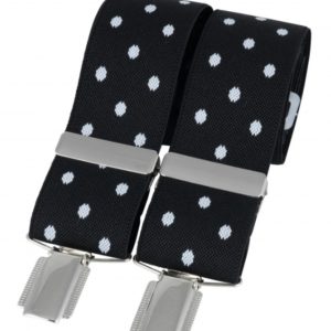 Black Polka Dot Elastic Braces, made in England, from Dalaco, Crediton