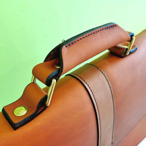 Essential Briefcase by Henry Tomkins Leather handle detail