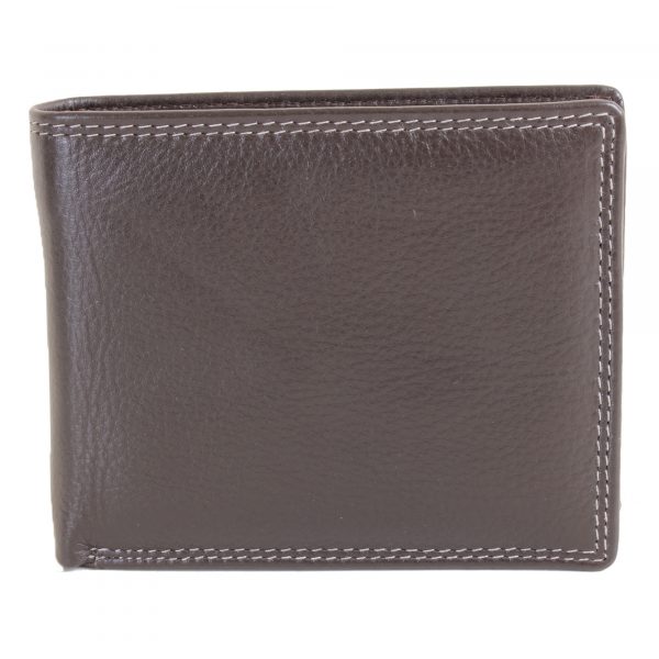 Luxury Leather Wallet with Coin Pouch, RFID card protection by Dalaco Brown closed