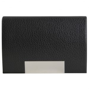 Black Leatherette Card Case with Engraving Plate closed from Dalaco