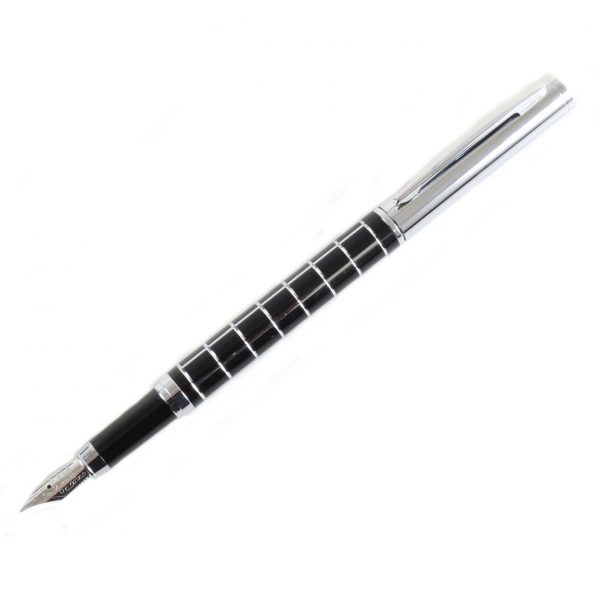 Black and Chrome Checker Fountain Pen