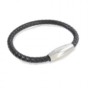 Bracelet - Black Leather and Magnetic Clasp B-02 from Dalaco