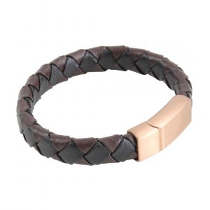 Bracelet - Brown Plaited Stitched Leather B-15 from Dalaco