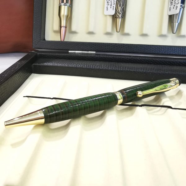 Leather Pen - Green Stylus by Leather Pens of Somerset, in shop display