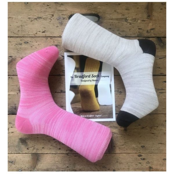 Wool Socks Twin Pack in Pink and Beige by The Bradford Sock Company
