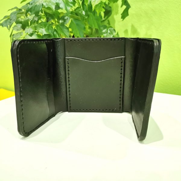 Wallet - Trifold in Black by Be Savage Crafted, front view