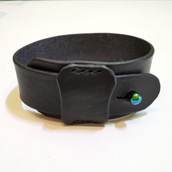 Bracelet - Black with Petrol Blue Stud by Be Savage Crafted