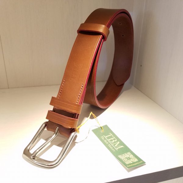 Belt - Classic in Conker and Red by The Belt Makers