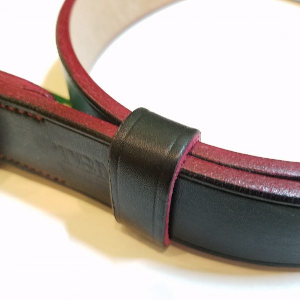 Belt - Devon Classic in Black and Red by The Belt Makers - edge close up
