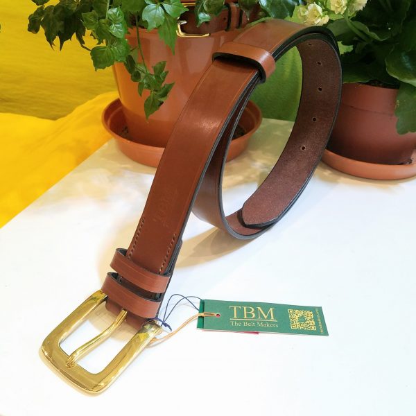 Belt - Classic Conker with Flat West End Buckle by The Belt Makers