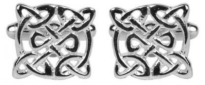 Celtic Knot Pattern Cufflinks in rhodium plate from Dalaco