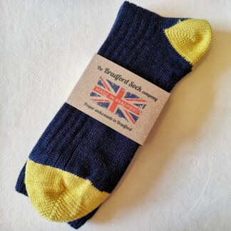 The Bradford Sock Company Wool Socks in Navy Blue and Gold