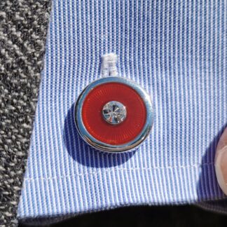 Cufflinks - Round Burgundy and Crystal from Dalaco close up