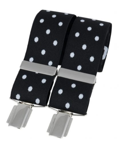 Black Polka Dot Elastic Braces, made in England, from Dalaco, Crediton