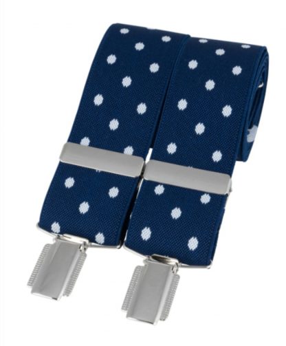 Blue Polka Dot Elastic Braces, made in England, from Dalaco, Crediton