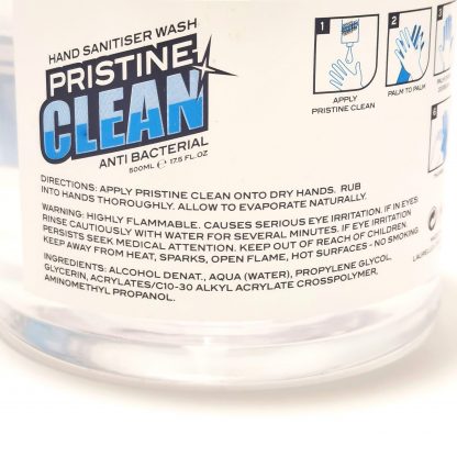 Hand Sanitiser Pristine Clean contents