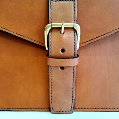 Essential Briefcase by Henry Tomkins Leather buckle detail