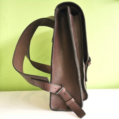 Large Bookbag by Henry Tomkins Leather left side