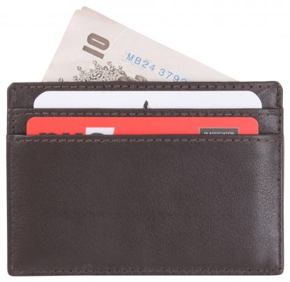 Slimline RFID Card Case by Dalaco Brown filled back
