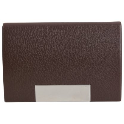 Brown Leatherette Card Case with Engraving Plate closed from Dalaco