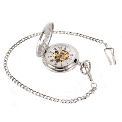 Mechanical Pocket Watch with Window from Dalaco face open with chain