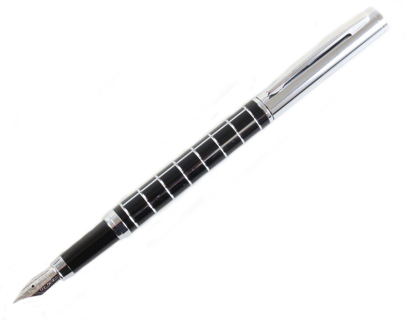 Black and Chrome Checker Fountain Pen - TBM and Friends