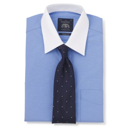 French Blue Double Cuff shirt shown with tie from Savile Row Company