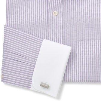 Lilac Textured Double Cuff shirt cuff detail from Savile Row Company
