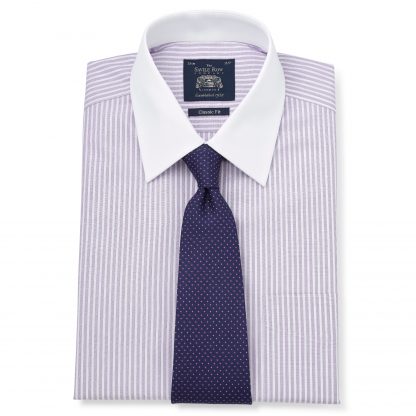 Lilac Textured Stripe Double Cuff shirt with tie from Savile Row Company