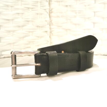Classic Belt in Baker's Black Leather, 1½ inch wide by The Belt Makers, coiled