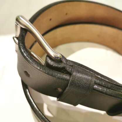 TBM Belt in Bakers Black leather showing black edge colour