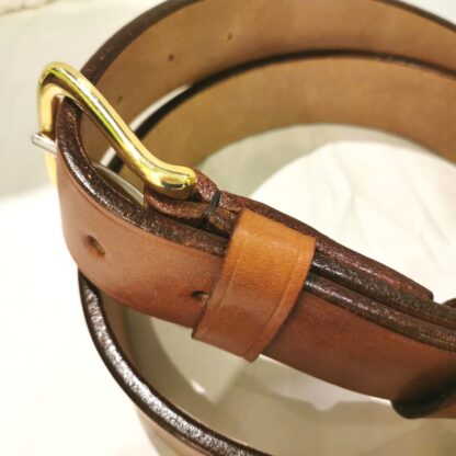 TBM Belt in Bakers Chestnut Brown leather showing brown edge colour