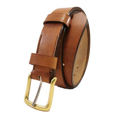 TBM belt in Bakers Chestnut Brown leather 1½ bwe standing