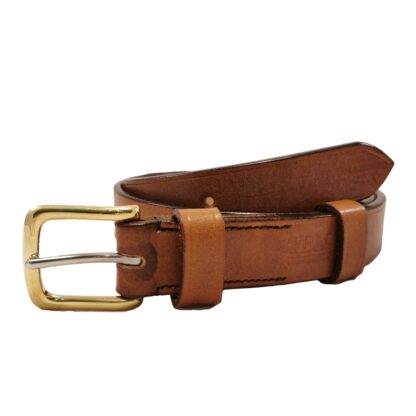 Classic Belt in Baker's Chestnut Brown Leather, 1¼ inch wide by The Belt Makers, coiled