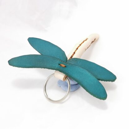 Dragonfly Keyring by BeSavage Leather in Natural body, Green wings
