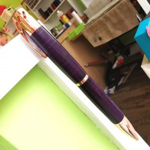 Aromatherapy by Leather Pens of Somerset - purple body, clip to the left