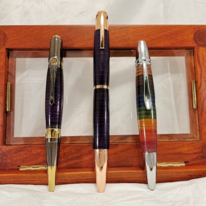 Three of Jon's latest designs, by Leather Pens of Somerset