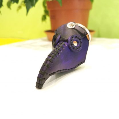 Plague Doctor Keyring by BeSavage Leather in Purple