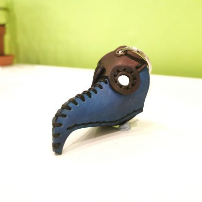 Plague Doctor Keyring by Be Savage Leather in Blue and Black