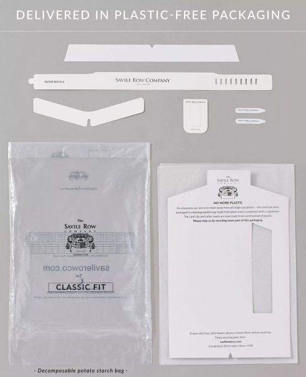 Eco friendly shirt packaging by Savile Row Company