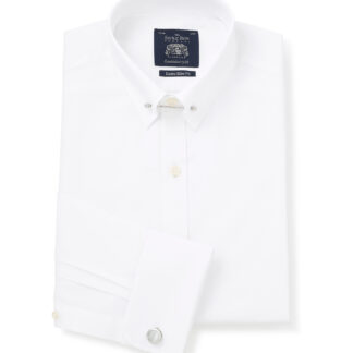 White Extra Slim Fit Pin Collar Shirt - Double Cuff by Savile Row Company main