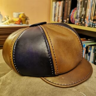 Baker Boy Hat by Be Savage Leather in Purple and Brown - side view