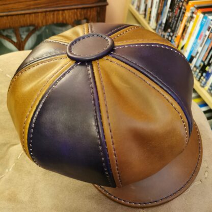 Baker Boy Hat by Be Savage Leather in Purple and Brown - top view