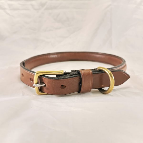 Dog Collar - Raised Style in Conker by Collar and Cuffs - Large, Front