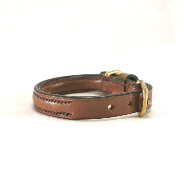 Dog Collar - Raised Style in Conker by Collar and Cuffs - Small, Side 1