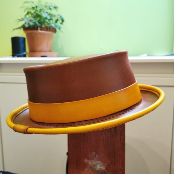 Pork Pie Hat in Brown and Yellow by Be Savage Crafted 3