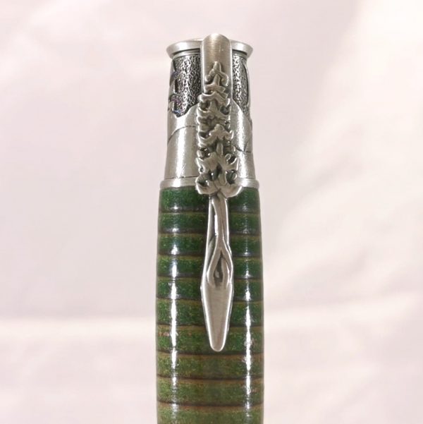 Leather Pen - Adventure Awaits in Green and Natural by Leather Pens of Somerset - Top, Clip
