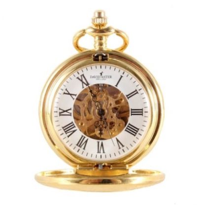 Pocket Watch - Gold Coloured Half Hunter Mechanical from Dalaco - front open