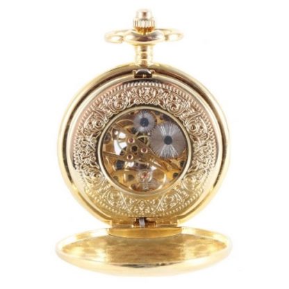 Pocket Watch - Gold Coloured Half Hunter Mechanical from Dalaco - back open
