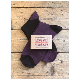 Wool Socks Twin Pack in Purple and Black by The Bradford Sock Company